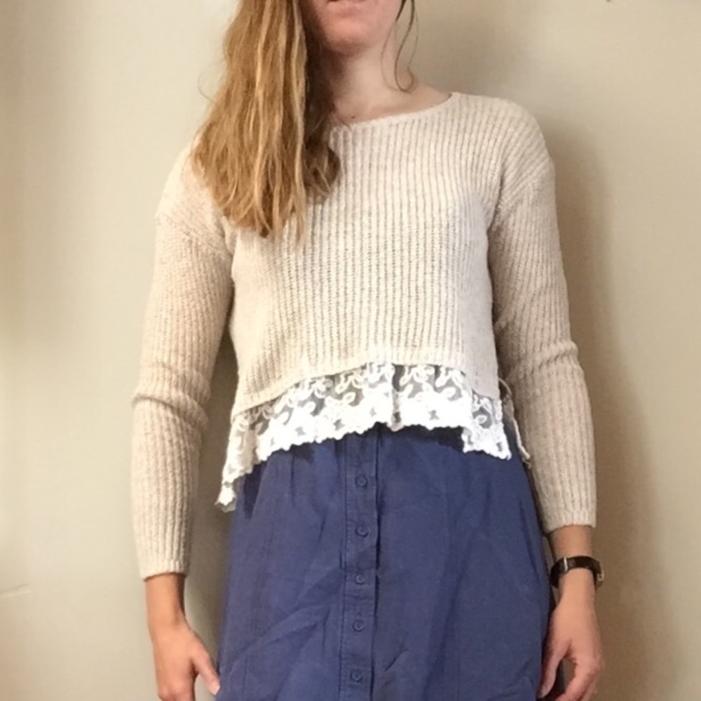 Abercrombie knit lace cropped sweater